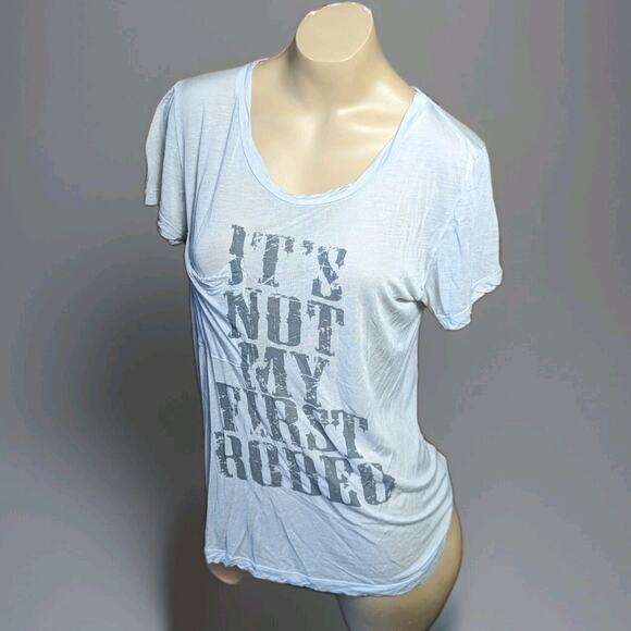 Haute Hippie Graphic Tee Not My First Rodeo Western Gray Modal Short Sleeve XS - Picture 1 of 7